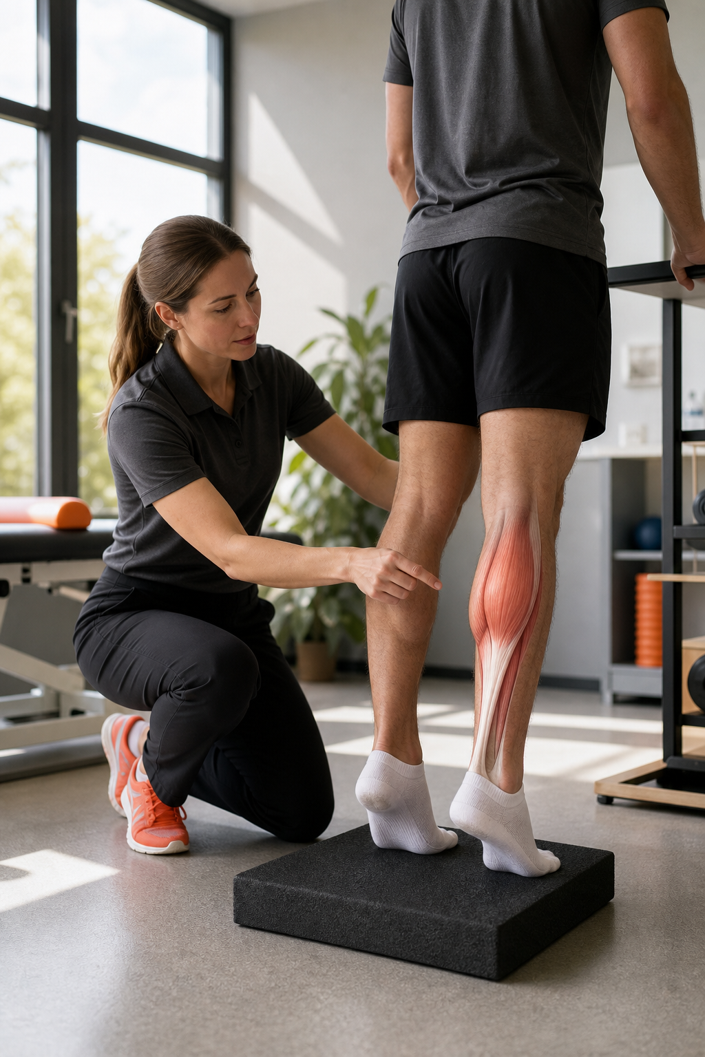 physiotherapy for calf strain – eccentric calf raise demonstration